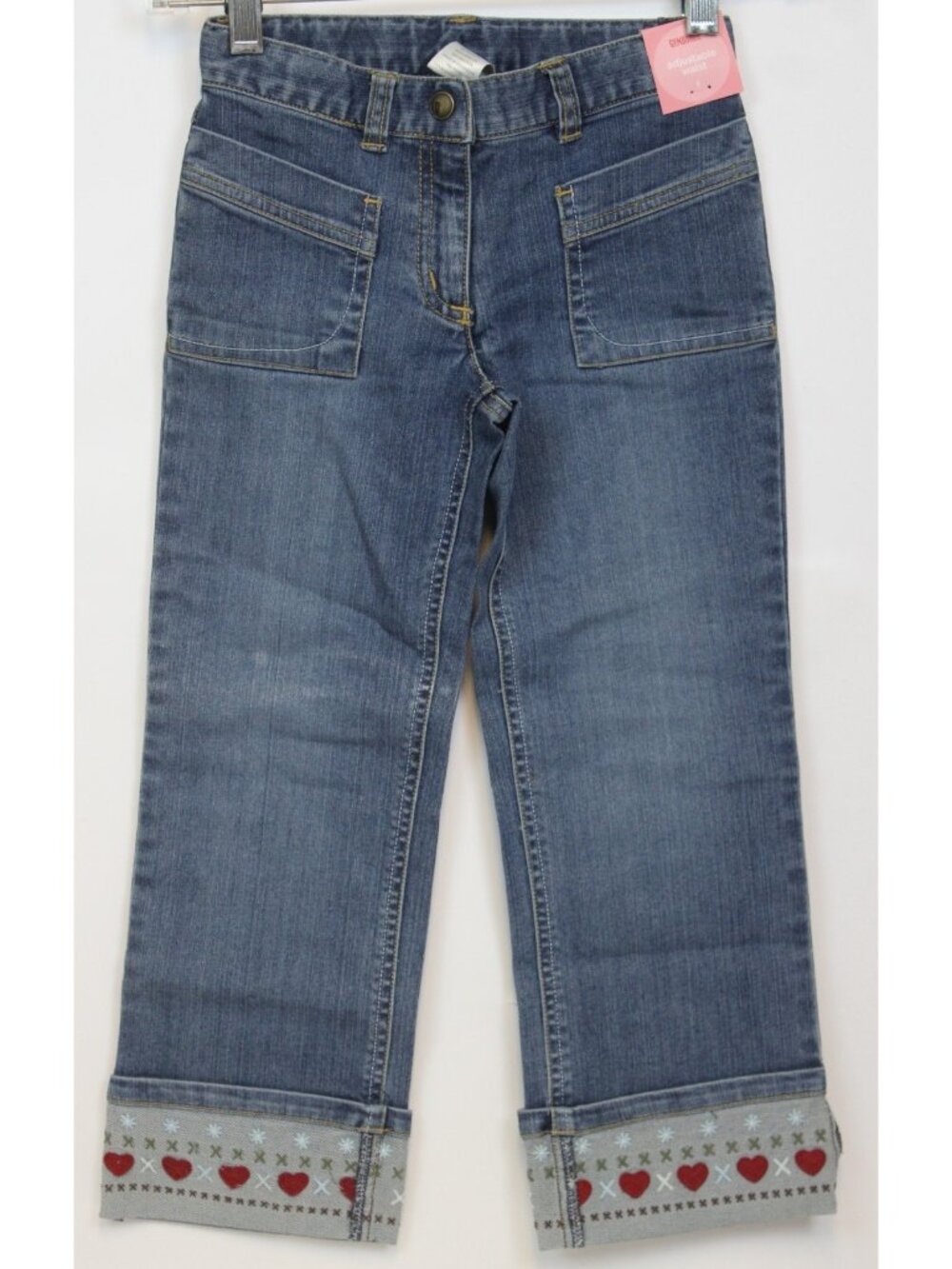 2007 Gymboree Mountain Cabin Denim Jeans sz 6 Hearts Winter Woods Xmas Casual